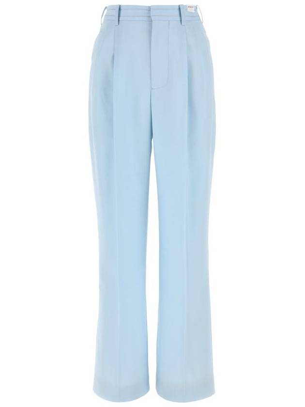 Women's Double Pleated Wool Straight Pants Light Blue - MARNI - BALAAN 2