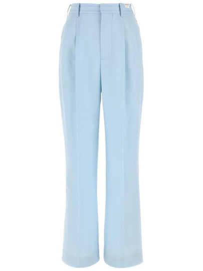 Women's Double Pleated Wool Straight Pants Light Blue - MARNI - BALAAN 2