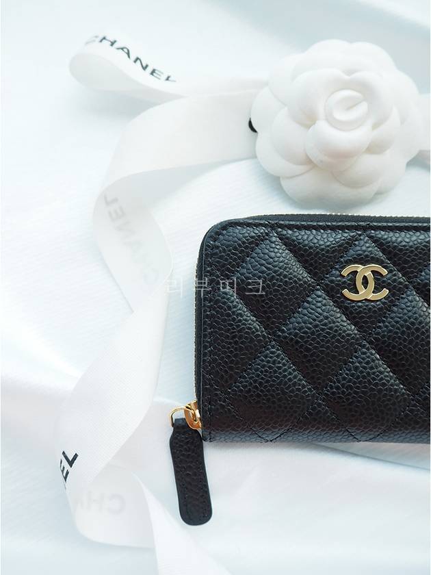 Classic Zipped Coin Purse Grained Calfskin & Gold Black - CHANEL - BALAAN 10