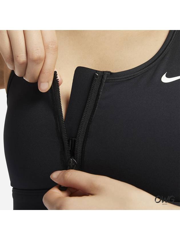 Swoosh Front Zipper Dri Fit Padded Sports Bra Black - NIKE - BALAAN 5