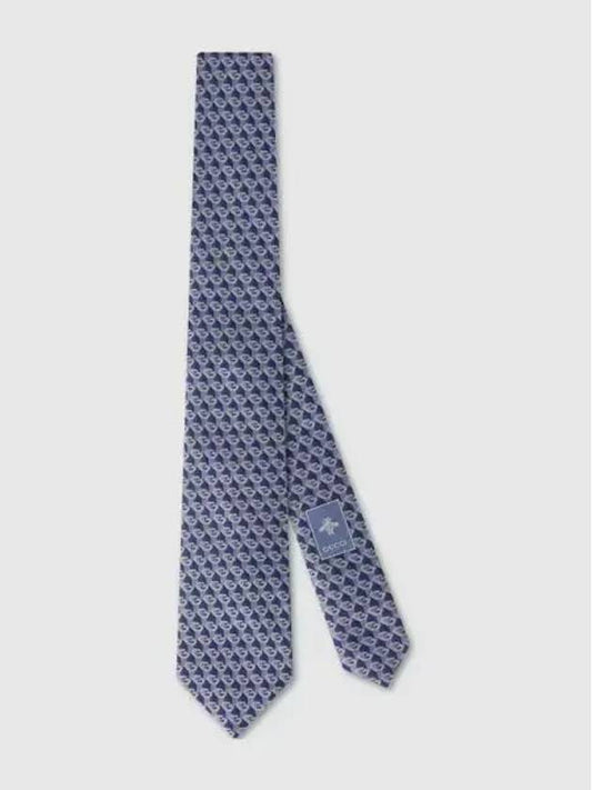 Geometric G Silk Jacquard Tie Light Blue and Dark 7964144E0094968 - GUCCI - BALAAN 1