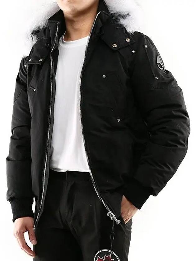 Men's Ballistic Bomber Jacket White Fox Fur Black - MOOSE KNUCKLES - BALAAN 4