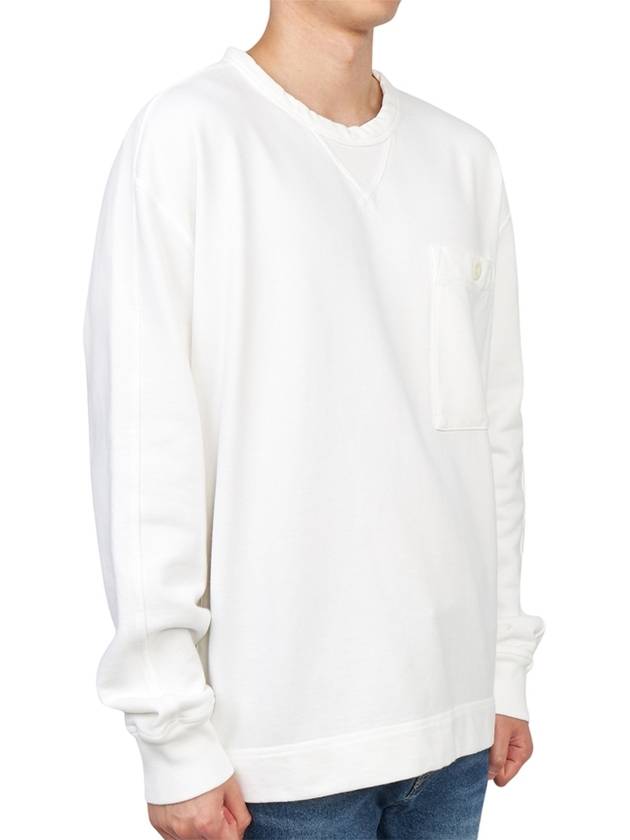 Men's Pocket Crew Neck Cotton Sweatshirt White - TEN C - BALAAN 4