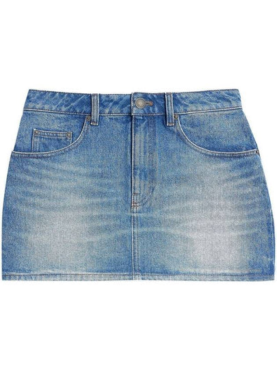 Pocket Cotton Denim H-line Skirt Blue - AMI - BALAAN 2