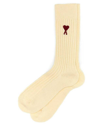 Heart Logo Socks 3 Packs Set Beige - AMI - BALAAN 1