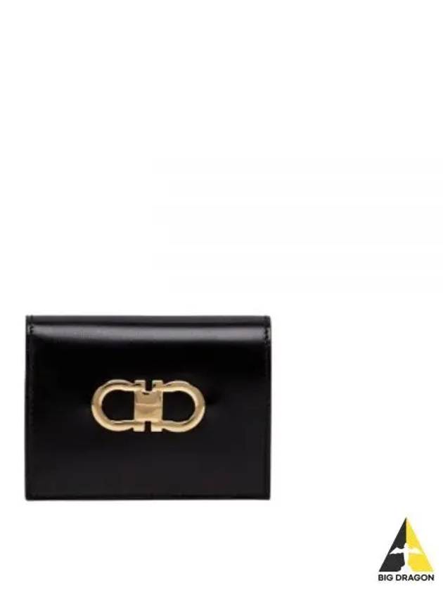 Double Gancio Half Wallet Black - SALVATORE FERRAGAMO - BALAAN 2