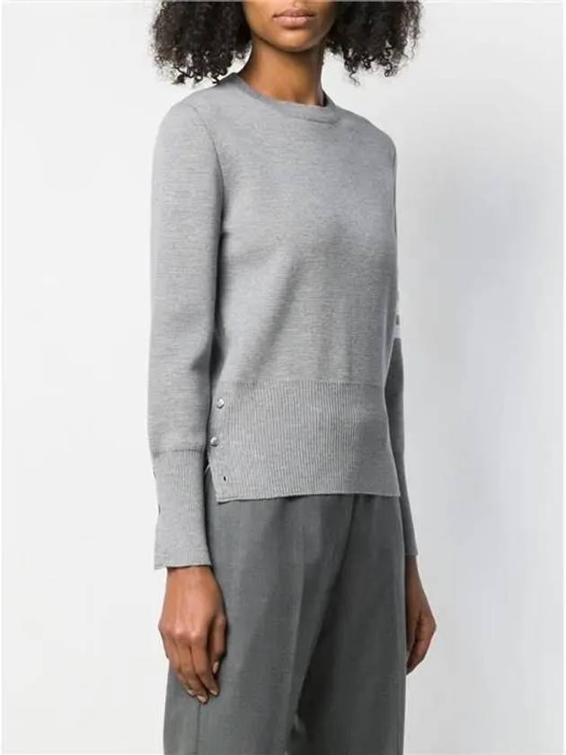 4-Bar Milano Stitch Crew Neck Knit Top Light Grey - THOM BROWNE - BALAAN 4