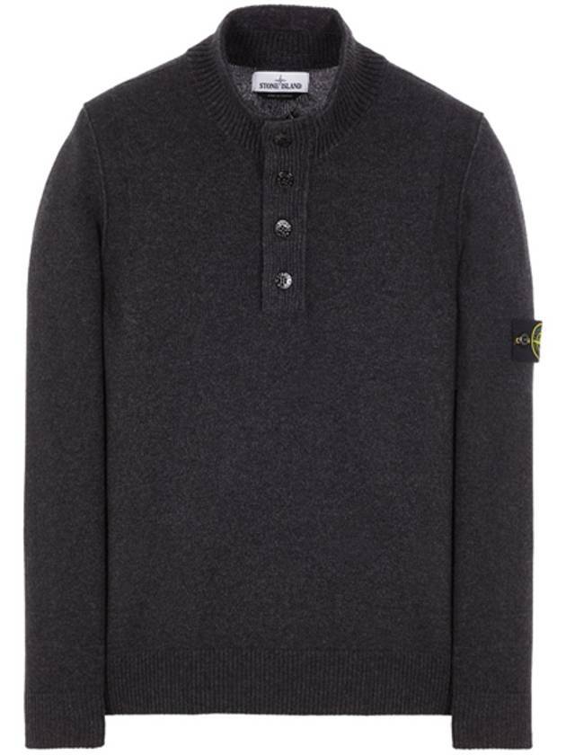 High Neck Half Button Lambswool Knit Top Charcoal - STONE ISLAND - BALAAN 1