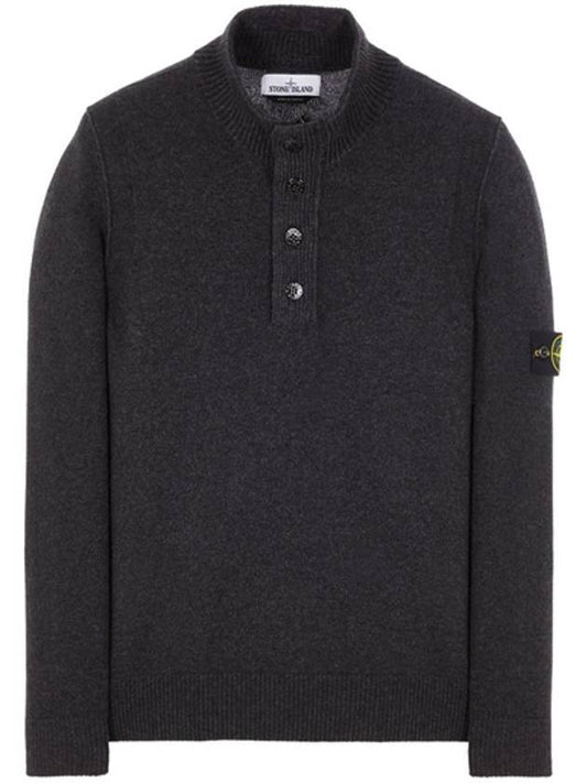High Neck Half Button Lambswool Knit Top Charcoal - STONE ISLAND - BALAAN 1