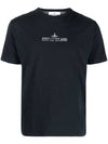 Logo Print Short Sleeve T-Shirt Navy Blue - STONE ISLAND - BALAAN 2