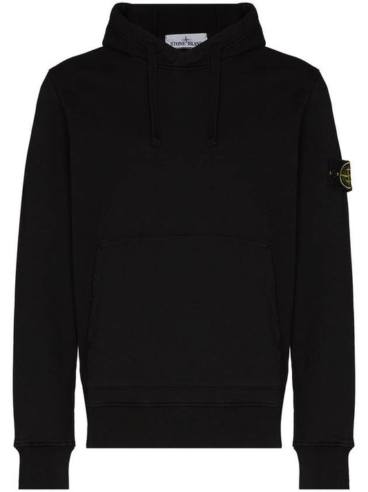 Cotton Fleece Hoodie Black - STONE ISLAND - 1