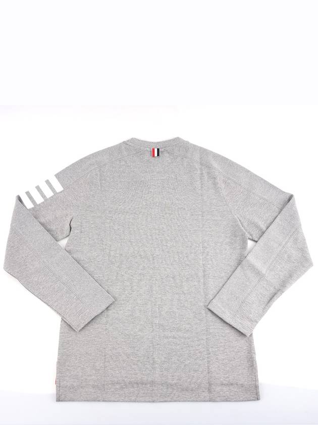 4-Bar Striped Cotton Long Sleeve T-Shirt Light Grey - THOM BROWNE - BALAAN 7