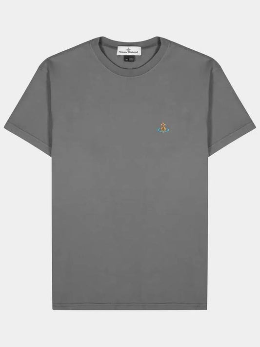 Short sleeve unisex ORB embroidery logo classic tshirt gray 37010035 - VIVIENNE WESTWOOD - BALAAN 1