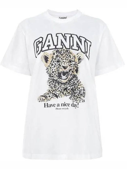 Logo Print Crew Neck Short Sleeve T Shirt White - GANNI - BALAAN 2