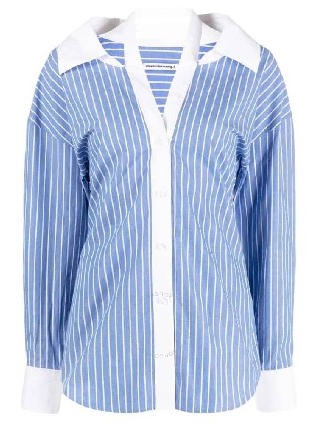 Alexander Wang Contrast Placket Stripe Cotton Shirt, Brand Size 6 - ALEXANDER WANG - BALAAN 1