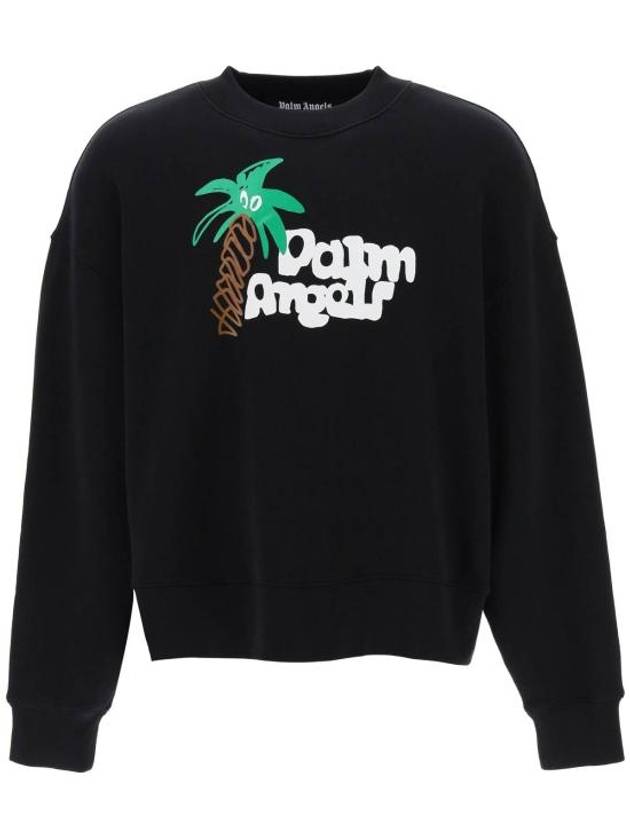 Sketchy Classic Crew Neck Sweatshirt Black - PALM ANGELS - BALAAN 2