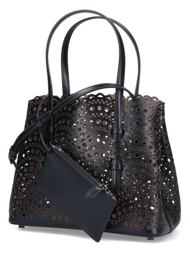 Mina 25 Wave Lux Calfskin Tote Bag Black - ALAIA - BALAAN 4