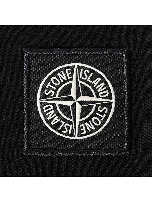 Logo Patch Short Sleeve Polo Shirt Black - STONE ISLAND - BALAAN 5