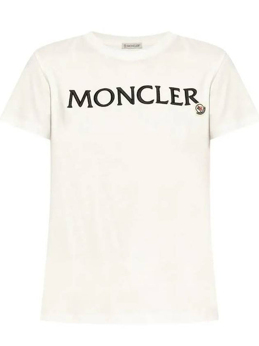 Logo Patch Round Short Sleeve T Shirt White Women 8C00011 89AIJ 033 - MONCLER - BALAAN 1