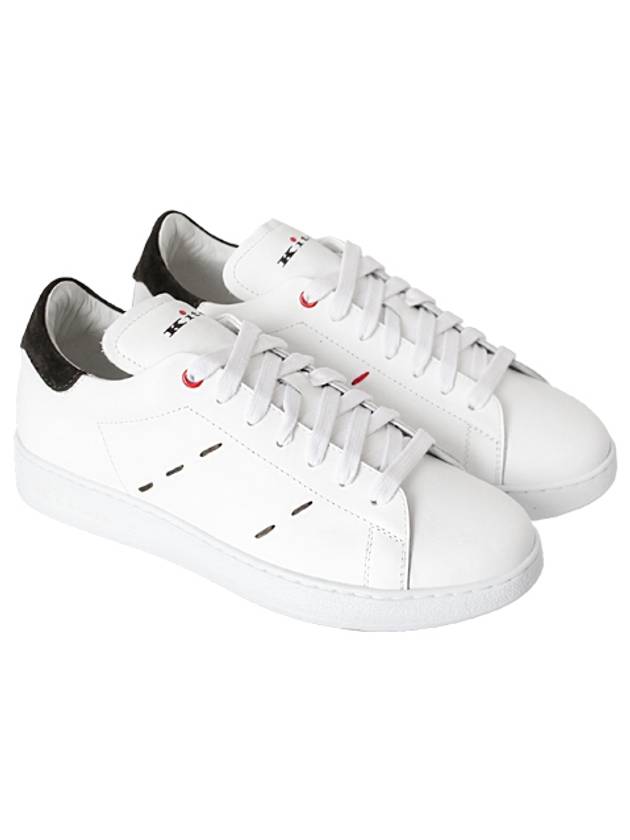 Stitched Leather Low Top Sneakers White - KITON - BALAAN 4