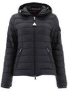 Women's BLES Logo Patch Hood Padded Black - MONCLER - BALAAN.