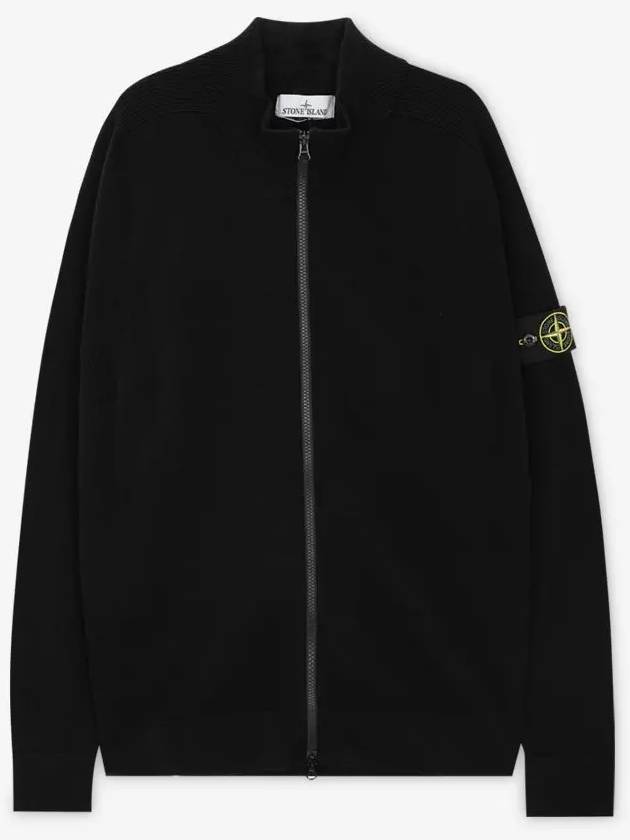 503A1 Stretch RWS Wool Knit Cardigan Black - STONE ISLAND - BALAAN 3