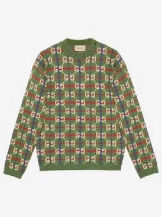 GG Check Wool Knit Top Green - GUCCI - BALAAN 2