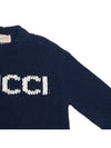 Logo Intarsia Wool Knit Top Navy - GUCCI - BALAAN 5