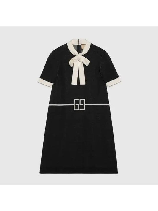 Square GG Wool Jacquard Short Dress Black Ivory - GUCCI - BALAAN 1