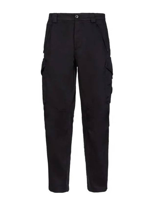Stretch Sateen Loose Fit Cargo Pants Black - CP COMPANY - BALAAN.
