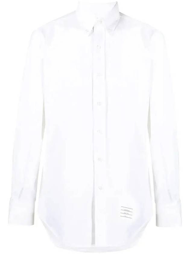 Oxford Grosgrain Placket Cotton Long Sleeve Shirt White - THOM BROWNE - BALAAN 2