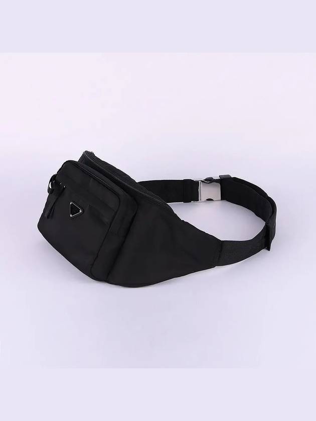 Testo Triangle Logo Nylon Belt Bag Black - PRADA - BALAAN 4