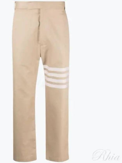 4 Bar Stripe Cotton Straight Pants Beige - THOM BROWNE - BALAAN 2