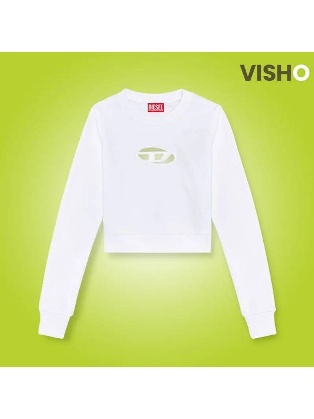 F Slimmy Cutout Logo Crop Sweatshirt White - DIESEL - BALAAN 8