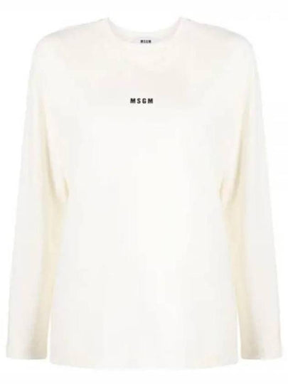 Micro Logo Print Long Sleeve T-Shirt Ivory - MSGM - BALAAN 2