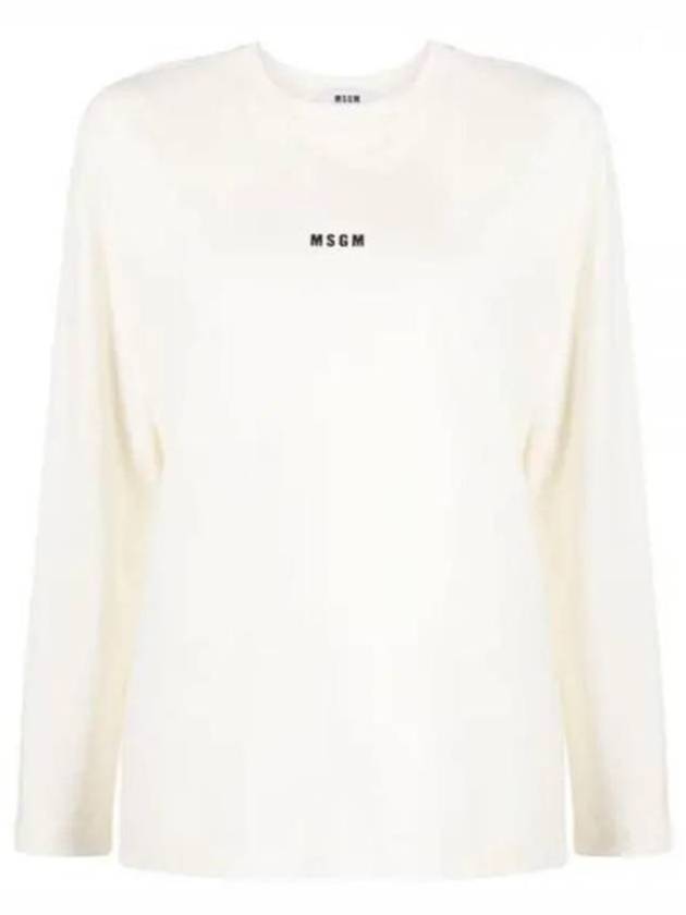 Micro Logo Print Long Sleeve T-Shirt Ivory - MSGM - BALAAN 2