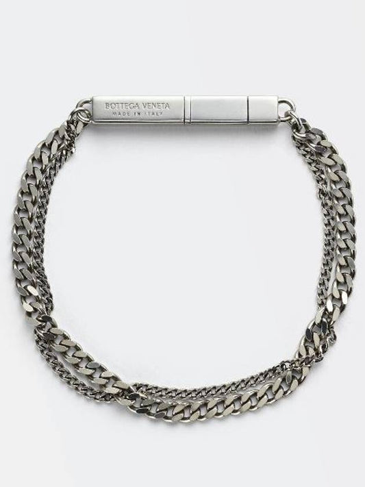 Engraved Logo ID Double Chain Bracelet Silver - BOTTEGA VENETA - BALAAN 2