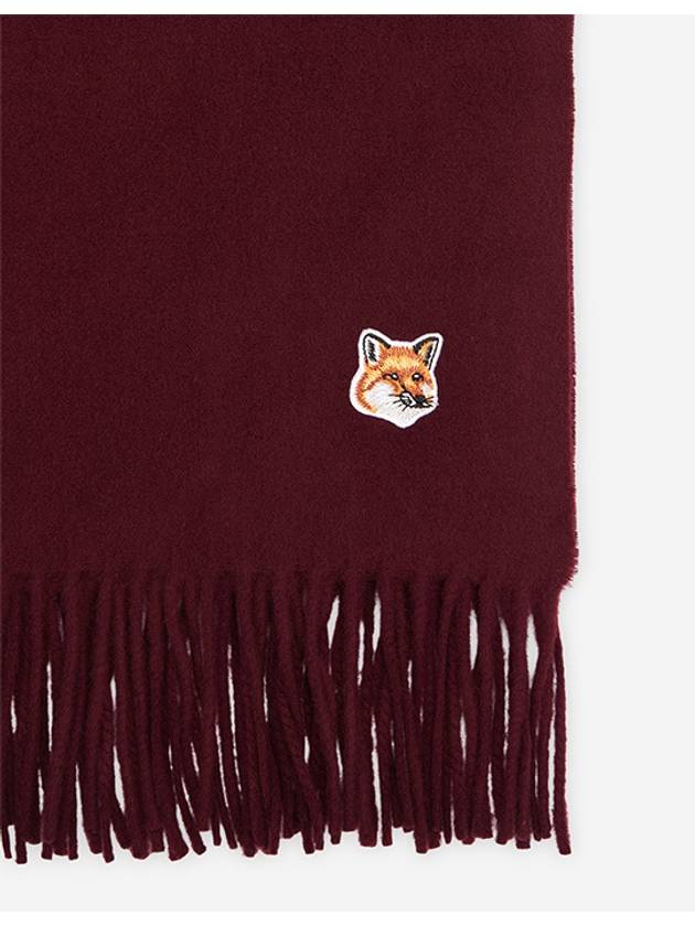 Small Fox Head Patch Wool Muffler Wine - MAISON KITSUNE - BALAAN 3