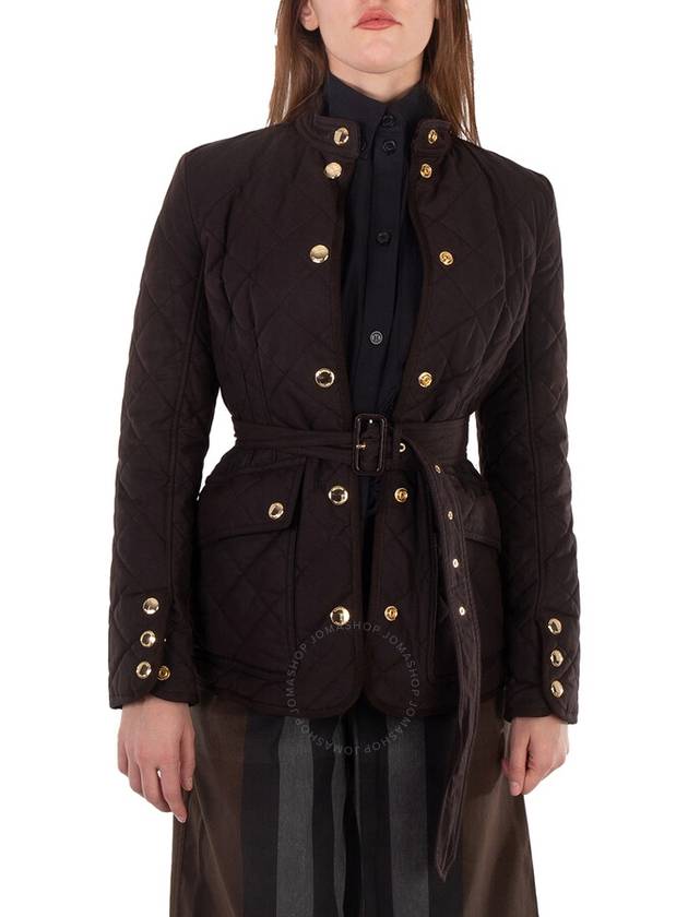 Women's Diamond Quilted Waxed Cotton Jacket Brown - BURBERRY - BALAAN 3