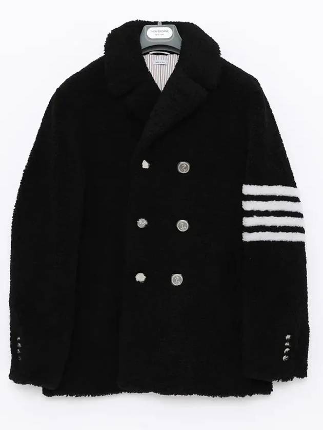 Men's 4 Bar Unconstructed Classic Shearling Double Coat Black - THOM BROWNE - BALAAN 3