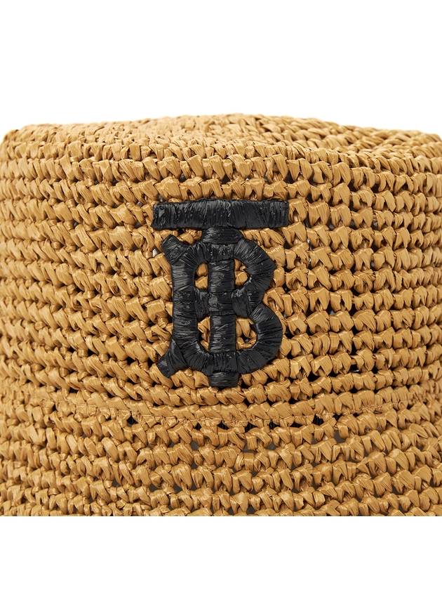 Monogram Patch Raffia Bucket Hat Beige - BURBERRY - BALAAN 7