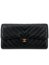 Calfskin gold classic flap long wallet - CHANEL - BALAAN 2