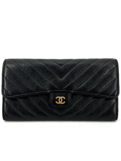 Calfskin gold classic flap long wallet - CHANEL - BALAAN 2