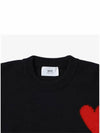 Intarsia Big Heart Logo Wool Knit Top Black - AMI - BALAAN 4