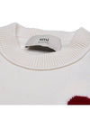 Intarsia Big Heart Logo Wool Knit Top Ivory - AMI - BALAAN 5