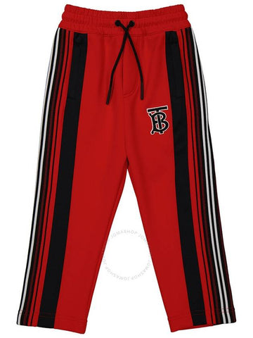 Burberry Boys Bright Red Monogram Motif Stretch Jersey Track Pants, Size 3Y - BURBERRY - BALAAN 1