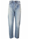 Women's Destroyed Washed Denim Jeans Light Blue - SAINT LAURENT - BALAAN 1