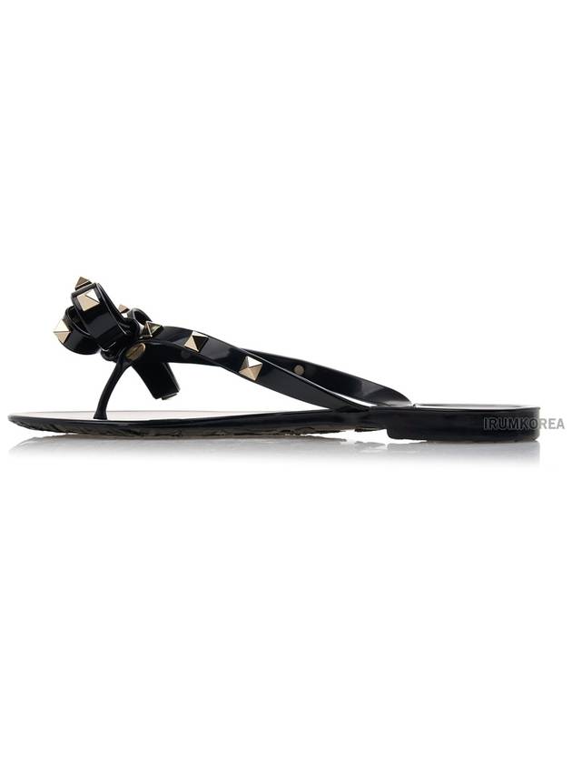 Rubber Rockstud Flip Flops Black - VALENTINO - BALAAN 4