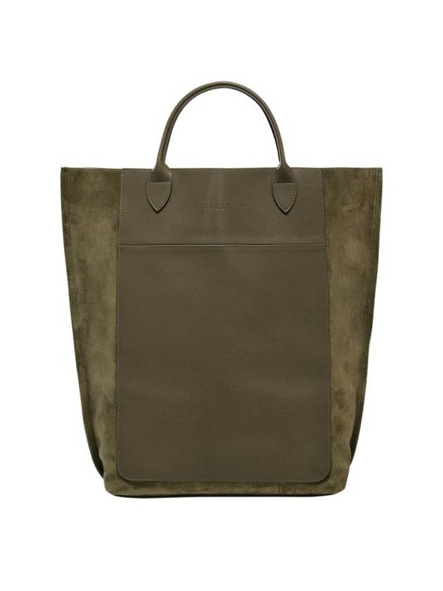 Cabas Suede Medium Tote Bag Khaki - LONGCHAMP - BALAAN 1