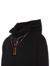 Feather Necklace Print Cotton Hoodie Black - MARCELO BURLON - BALAAN 4